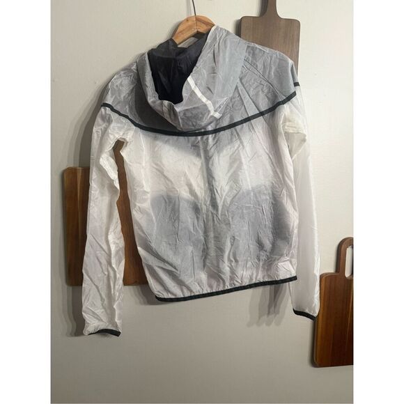 Nike White Silver Tech Hyperfuse Zip Hooded Ripstop Windbreaker Jacket Small - Picture 3 of 6